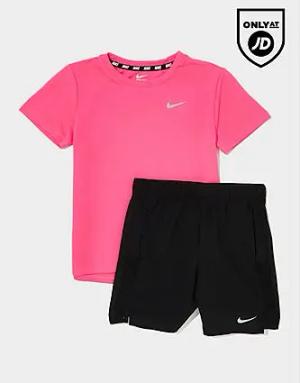 Nike Challenger T-Shirt/Shorts Set Children, Schwarz