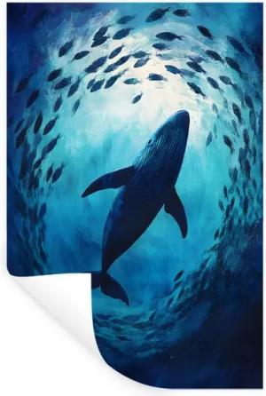 MuchoWow Wandsticker Wal - Fisch - Dunkelblau (1 St), Wandaufkleber, Selbstklebend, Wohnzimmer, 20x30 cm