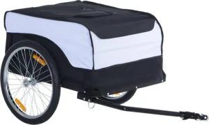 HOMCOM Fahrradlastenanhänger Transportanhänger Handwagen Lasten-Fahrradanhänger, Weiß+Schwarz 140 x 77 x 65 cm