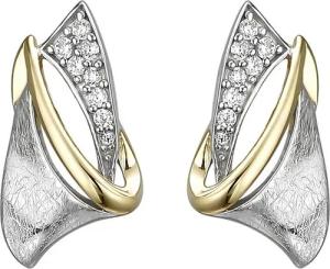 Schmuck Krone Paar Ohrstecker Ohrstecker aus 925 Silber bicolor 16 Zirkonia, Silber 925