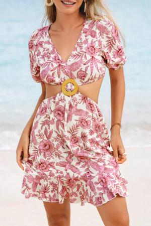 Vogelgesang Tropisches Mini-Strandkleid Minikleid