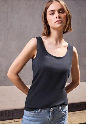 Street One Studio Frauen Basic Jersey-Top in Blau, Gr: 36