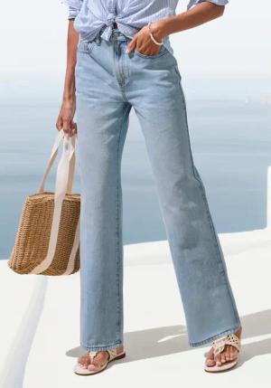 LASCANA Weite Jeans Damen light blue washed Gr.40