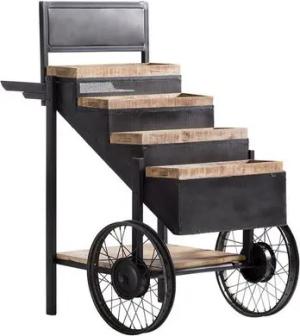 More2Home Regalwagen Deko-Regal MARKTSTAND, Holz / Metall, 4 Etagen