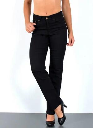 ESRA Stoffhose Damen Straight Fit Hose High Waist Business-Hose bis Große Größe T101 High Waist Damen Stoffhose Straight Leg Stretch Hose Gerade Schnitt