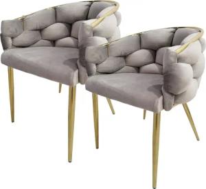 Kayoom Polsterstuhl "Stuhl Grace 125 2er-Set, Gestell aus Eisen, bequem gepolstert", (Set), 2 St., Graziöses Design, absolutes Eye-Catcher, geflochtener Rücken