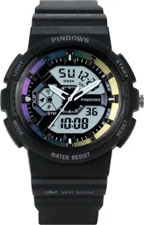PINDOWS Fur Herren Militär Tactical Outdoor Wasserdicht Watch, mit LED-Hintergrundbeleuchtung, Stoppuhr Sport Chronograph