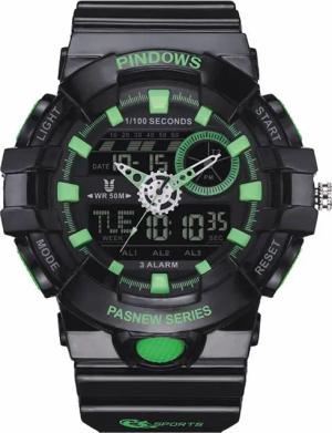 PINDOWS Fur Herren Sport Digital wasserdichte Watch, mit LED-Leuchtdisplay Analogen Zeigern und Digitalen Zahlen