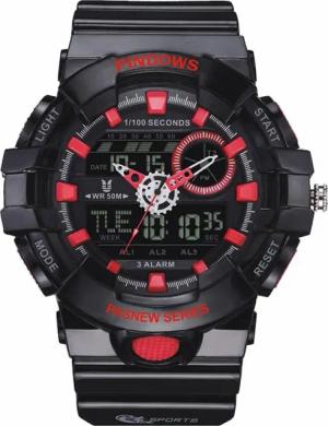 PINDOWS Fur Herren Sport Digital wasserdichte Watch, mit LED-Leuchtdisplay Analogen Zeigern und Digitalen Zahlen