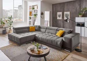 Die PlanBar Ecksofa "MP-IN15053 L-Form", wahlweise mit Kopfteilverstellung und manueller Vorziehbank