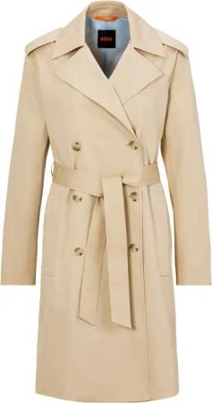 BOSS ORANGE Kurzmantel "Cotrench Premium Damenmode", mit Schulterriegeln und Taillengürtel, klassischer Trenchcoat