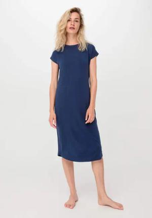 hessnatur Damen Nachthemd PURE FLOW aus TENCEL™ Modal - blau - Größe 44
