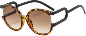RWEUOQ Sonnenbrille Sonnenbrille für Damen, ausgehöhlt, Halbrahmen, Sonnenschutz (1-St., Fashion Shades Oversize Runde Hohl Dekoration Frauen) verspiegelt, Vintage, Farbverlauf, Farbtöne, UV400
