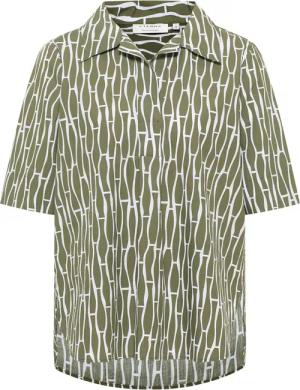Schlupfbluse in olive bedruckt