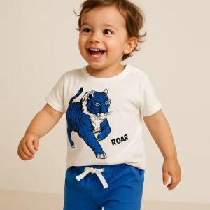 Lorey Medtec T-Shirt & Shorts Jungen Outfit, 2er Set für Kleinkind: T-Shirt + Shorts, Blau/Schwarz
