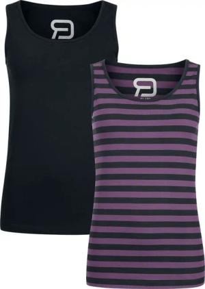 Top für Damen schwarz/lila "Doppelpack Tops - 1x schwarz 1x lila-schwarz gestreift" von RED by EMP
