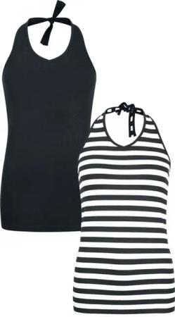 Top für Damen schwarz/weiß "Doppelpack Neckholder-Tops" von RED by EMP