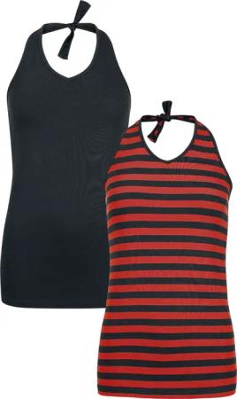 Top für Damen schwarz/rot "Doppelpack Neckholder-Tops" von RED by EMP
