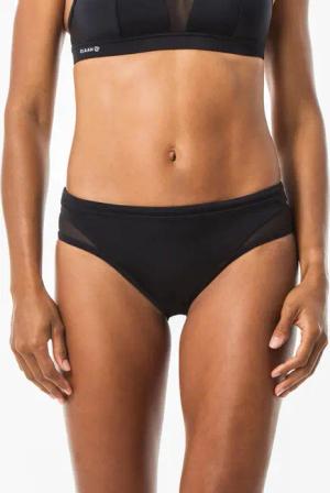 Bikini-Hose Damen Savana Surfen Mesh-Einsätze Kordelzug schwarz
