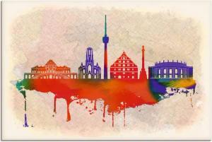 Artland Leinwandbild "Stuttgart Deutschland Skyline", Deutschland, (1 St.), auf Keilrahmen gespannt
