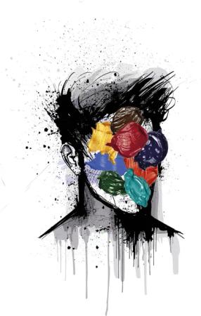 queence Leinwandbild "Kopf", Kunst-Abstrakt-Bilder von Männern-klassische Fantasie, Premium-Leinwandstoff, Handarbeit aus Deutschland