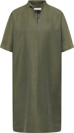Linen Shirt Bluse in olive unifarben