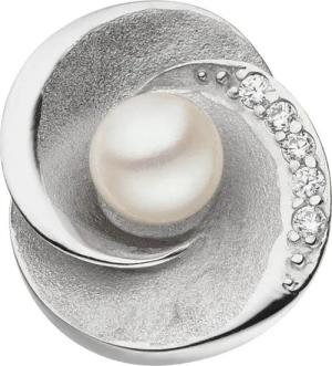Schmuck Krone Perlenanhänger Anhänger aus 925 Silber mit Perle und Zirkonia, Silber 925