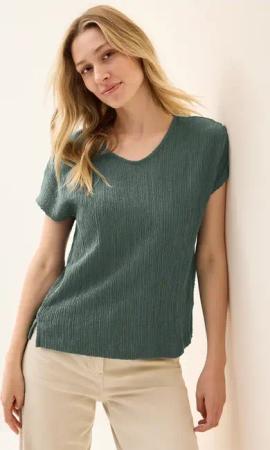Cecil Damen Shirt mit Smok-Struktur in Grün, Gr: M