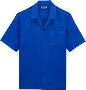 Vilebrequin Solid Bowling-hemd Aus Leinen Für Herren - Charli - Blau - Größe XL