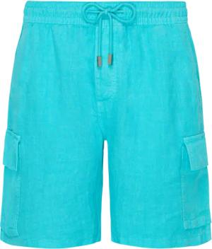 Vilebrequin Einfarbige Leinen-bermudashorts Mit Cargotaschen Für Herren - Baie - Grün - Größe L