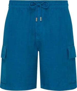 Vilebrequin Einfarbige Leinen-bermudashorts Mit Cargotaschen Für Herren - Baie - Blau - Größe M
