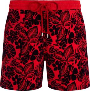 Vilebrequin Beflockte Flowers Badeshorts Für Herren - Moorea - Rot - Größe S