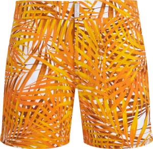 Vilebrequin Kurze Palm Leaves Stretch-badeshorts Mit Flachem Bund Für Herren - Merise - Orange - Größe XL