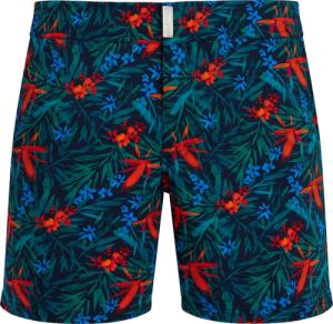 Vilebrequin Kurze Tropical Flowers Stretch-badeshorts Mit Flachem Bund Für Herren - Merise - Blau - Größe XXXL