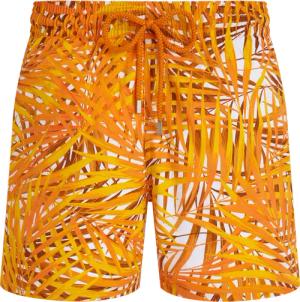 Vilebrequin Kurze Palm Leaves Stretch-badeshorts Für Herren - Moorise - Orange - Größe XXXL