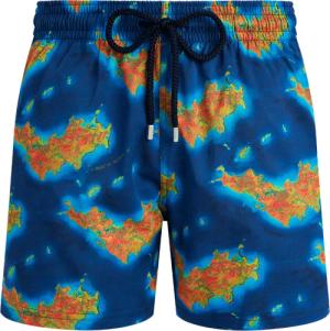 Vilebrequin Kurze Bathymétrie Des Oceans Saint Barthélemy Stretch-badeshorts Für Herren - Moorise - Blau - Größe XXXL