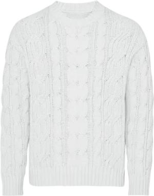 Vilebrequin Herren Zopfmuster-baumwollpullover - Philippe - Weiss - Größe XL