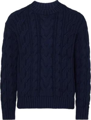 Vilebrequin Herren Zopfmuster-baumwollpullover - Philippe - Blau - Größe XL