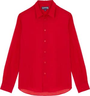Vilebrequin Leichtes Solid Unisex-hemd Aus Baumwollvoile - Caracal - Rot - Größe XXXL