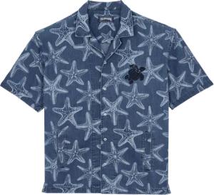 Vilebrequin Hemd Aus Leichtem Denim Mit Starfish-print - Graniers - Blau - Größe XXXL