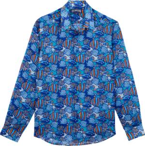 Vilebrequin Fishy Vibes Hemd Aus Ramie Für Herren - Caracal - Blau - Größe XXL