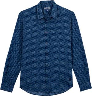 Vilebrequin Fish Net Unisex-hemd Aus Bio-baumwollvoile - Caracal - Blau - Größe XXL