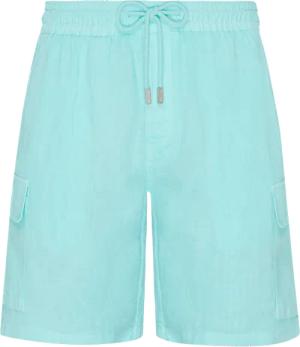 Vilebrequin Einfarbige Leinen-bermudashorts Mit Cargotaschen Für Herren - Baie - Blau - Größe S