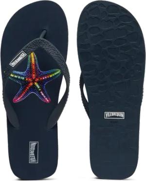 Vilebrequin Disco Stars Flip-flops Für Herren - Copp - Blau - Größe 40/41