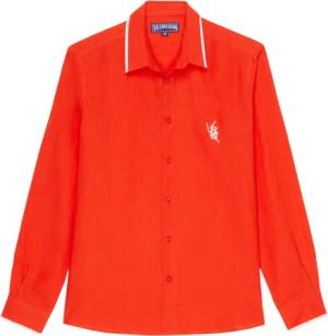 Vilebrequin Vbq Line Leinenhemd Für Herren - Cerfs - Rot - Größe XL
