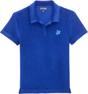 Vilebrequin Frottee-polohemd Mit Aufgestickter Schildkröte Für Jungen - Gill - Blau - Größe 10