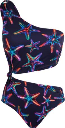 Vilebrequin Asymmetrischer Disco Stars Badeanzug Für Damen - Floe - Blau - Größe L