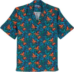 Vilebrequin Tropical Flowers Bowling-hemd Aus Leinen Für Herren - Charli - Blau - Größe S