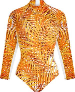 Vilebrequin Einteiliger Palm Leaves Rashguard Mit Uv-schutz Für Damen - Lexya - Orange - Größe L