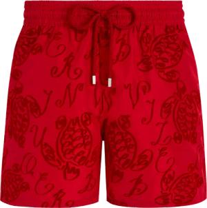 Vilebrequin Men Swim Shorts Ultra-light And Packable Ribbons Turtle - Mahina - Rot - Größe M